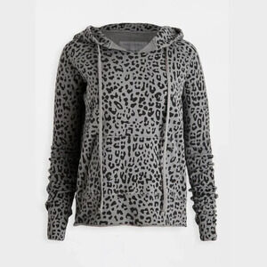 Nili Lotan Janie Cloud Grey Leopard Hoodie XS NWT $325